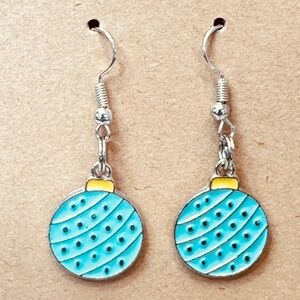 Stainless Steel Earring Hooks Dangle Teal Silver Christmas Ornament Handmade